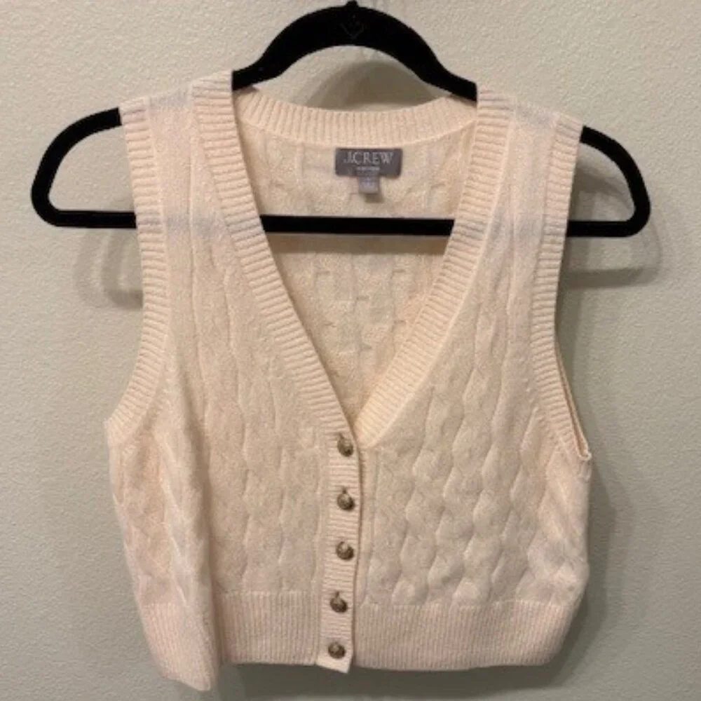 JCrew Cashmere cropped cable-knit sweater-vest - Size S - Picture 6 of 8